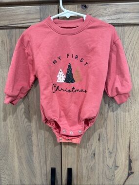 Sun + Stone Coral 'My First Christmas' One-Piece